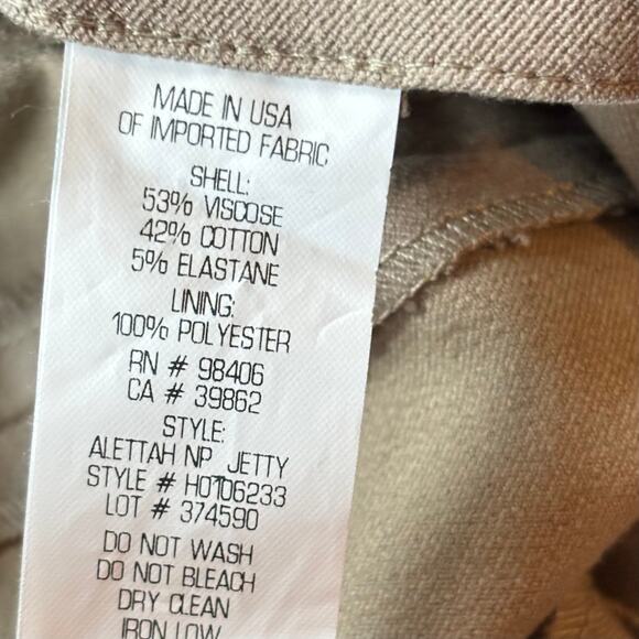 Theory Size 10 Tan Straight Leg Side Zip Trouser Pants Stretchy Classic Chinos - Picture 4 of 6